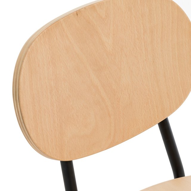 Σετ 2 στοιβαζόμενες καρέκλες από ξύλο οξιάς και μέταλλο, Loumi