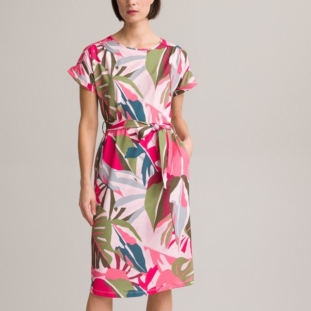Ίσιο μίντι φόρεμα με φλοράλ μοτίβο