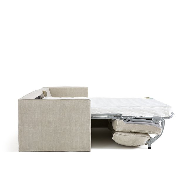 Γωνιακός πτυσσόμενος καναπές-κρεβάτι με ταπετσαρία από βαμβάκι λινό, Camille
