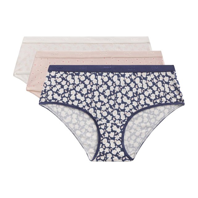 Σετ 3 σλιπ hipster από ελαστικό βαμβάκι, Les Pockets Coton