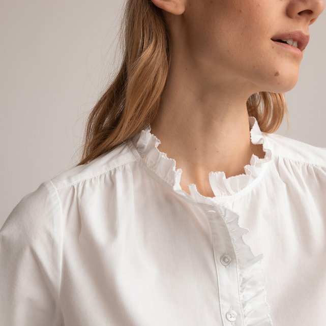 Μακρυμάνικη μπλούζα με γιακά σε βικτωριανό στυλ