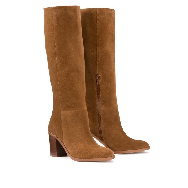 Μπότες από nubuck με φαρδύ τακούνι