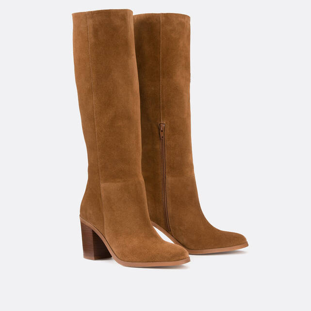 Μπότες από nubuck με φαρδύ τακούνι