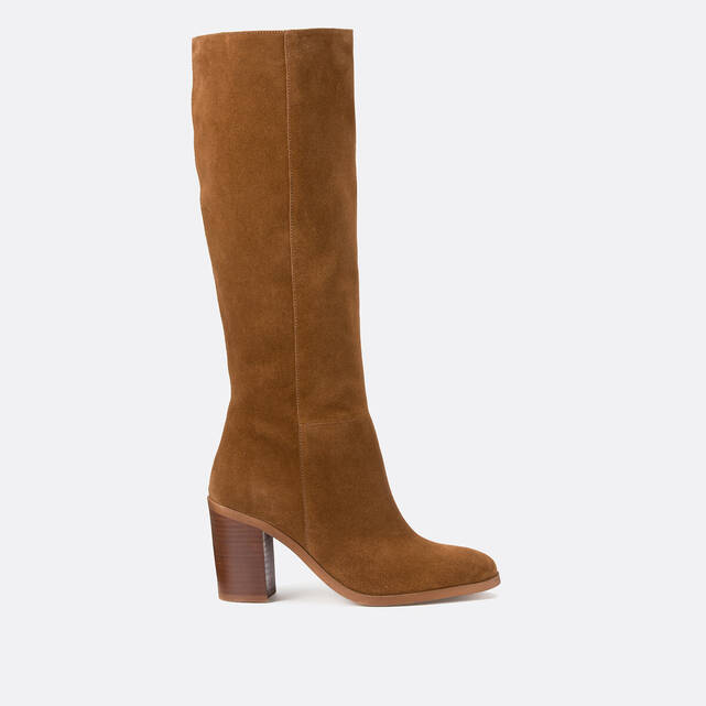 Μπότες από nubuck με φαρδύ τακούνι