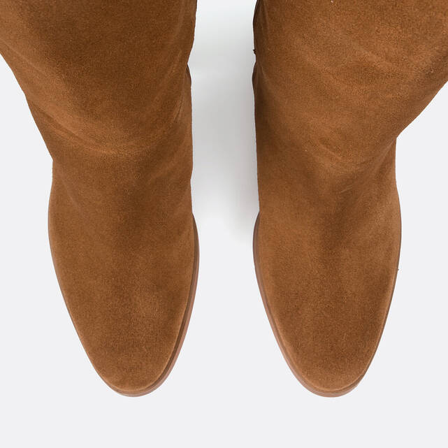 Μπότες από nubuck με φαρδύ τακούνι