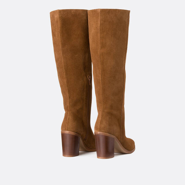 Μπότες από nubuck με φαρδύ τακούνι
