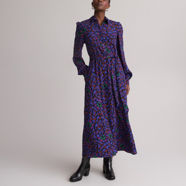 Μακρύ χυτό φόρεμα με φλοράλ μοτίβο