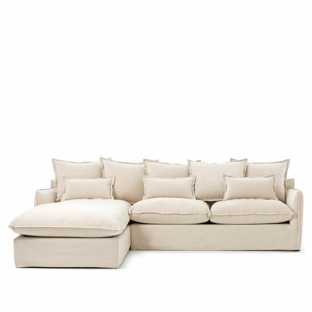 Γωνιακός καναπές-κρεβάτι από βελούδο με αριστερή γωνία, Odna