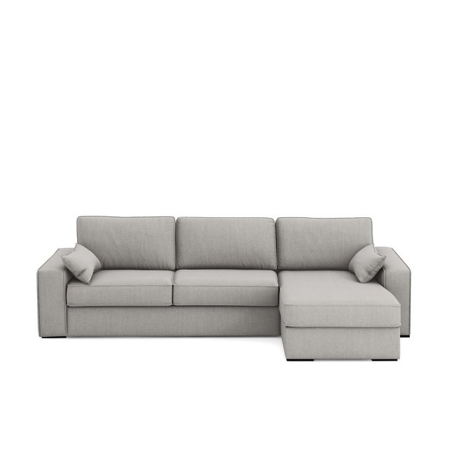 Γωνιακός καναπές-κρεβάτι από βαμβάκι λινό με στρώμα αφρού, Cécilia