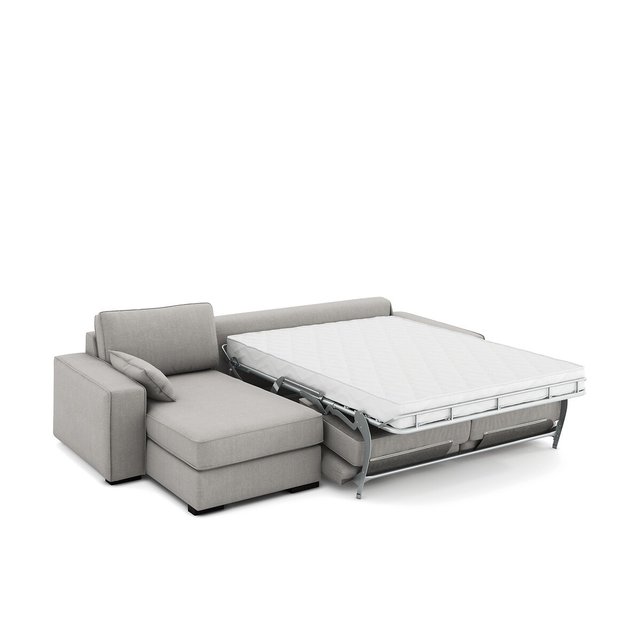 Γωνιακός καναπές-κρεβάτι από βαμβάκι λινό με στρώμα αφρού, Cécilia