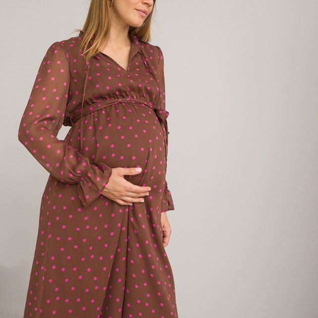 Μακρύ πουά φόρεμα εγκυμοσύνης