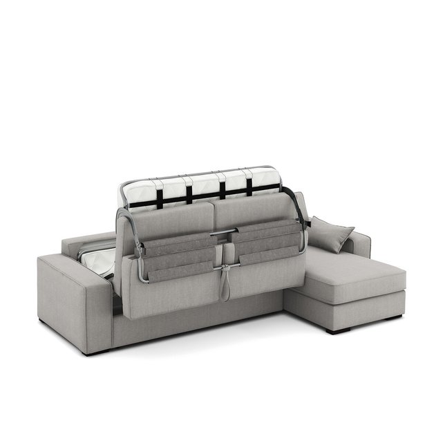 Γωνιακός καναπές-κρεβάτι από βαμβάκι λινό με στρώμα τεχνολογίας Bultex, Cécilia