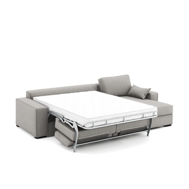 Γωνιακός καναπές-κρεβάτι από βαμβάκι λινό με στρώμα τεχνολογίας Bultex, Cécilia