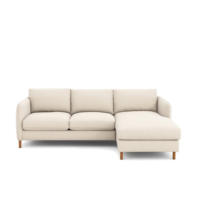 Γωνιακός δεξιός καναπές από πολυέστερ με μελανζέ όψη, Lomeo