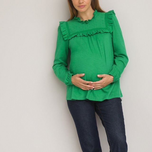 Μακρυμάνικη μπλούζα εγκυμοσύνης με βολάν