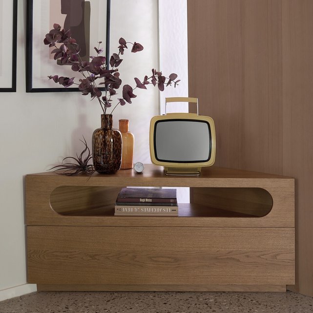 Γωνιακό έπιπλο τηλεόρασης με καπλαμά ξύλου δρυ, Vonti