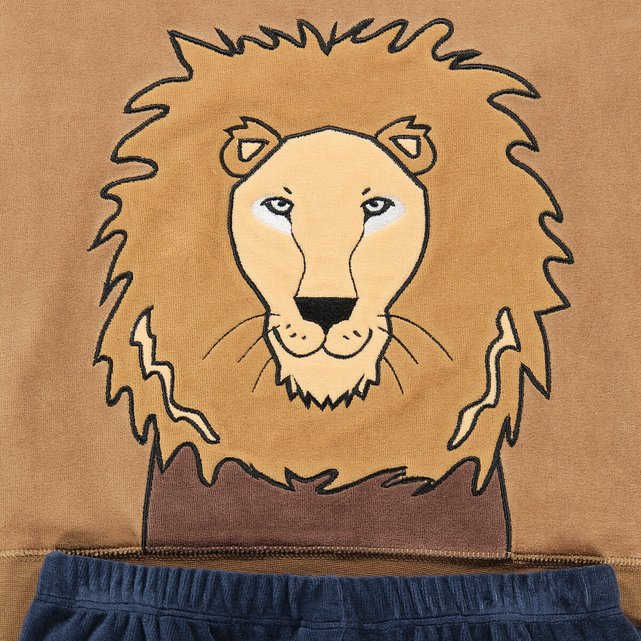 Βελουτέ πιτζάμα με μοτίβο κεφάλι λιονταριού