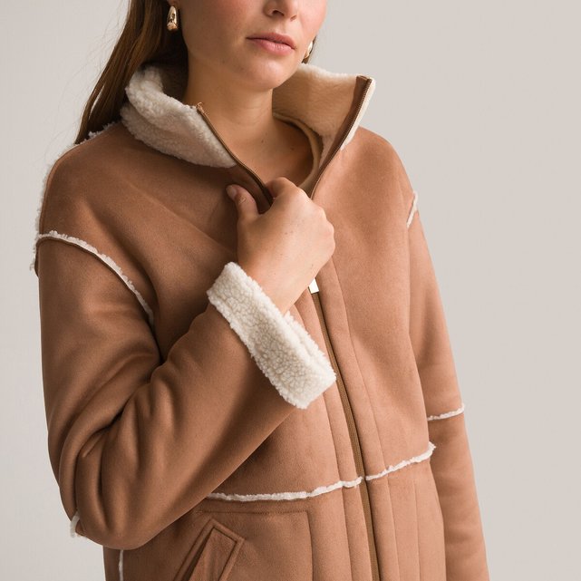 Μίντι παλτό διπλής όψης, με φερμουάρ