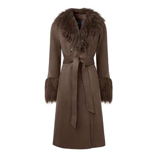 Μακρύ παλτό με κουμπιά από συνθετική γούνα