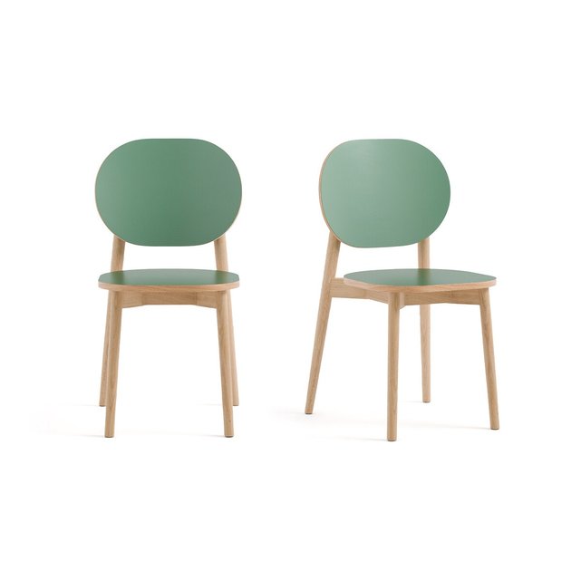 Σετ 2 καρέκλες από καπλαμά ξύλου δρυ και φορμάικα, Quillan