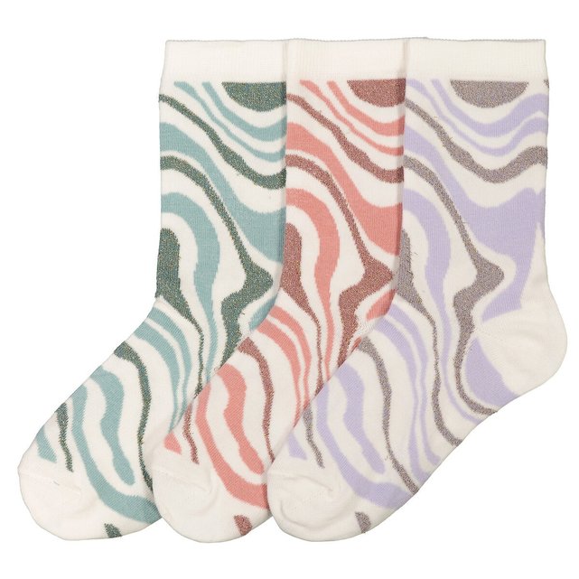Σετ 3 ζευγάρια κάλτσες μεσαίου μεγέθους με μοτίβο ζέβρας