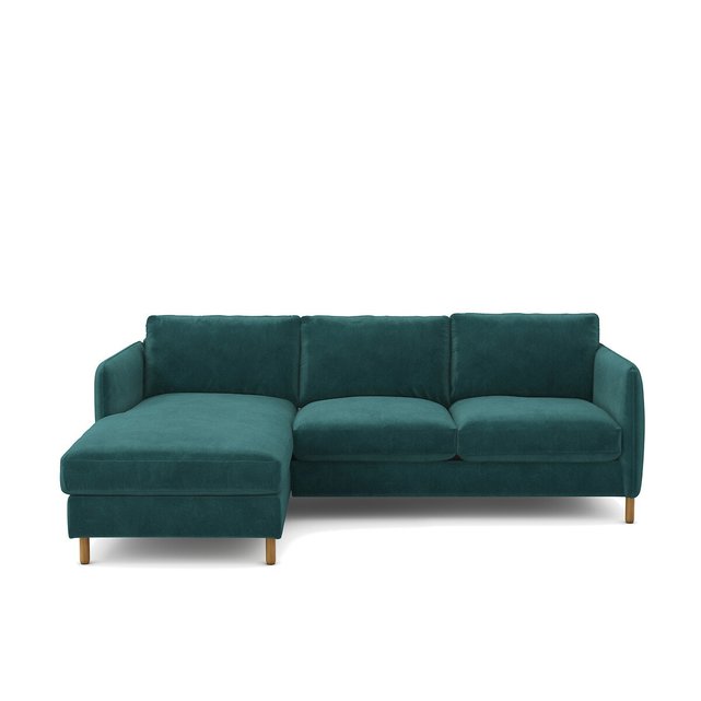 Γωνιακός αριστερός καναπές με βελούδινη ταπετσαρία, Lomeo