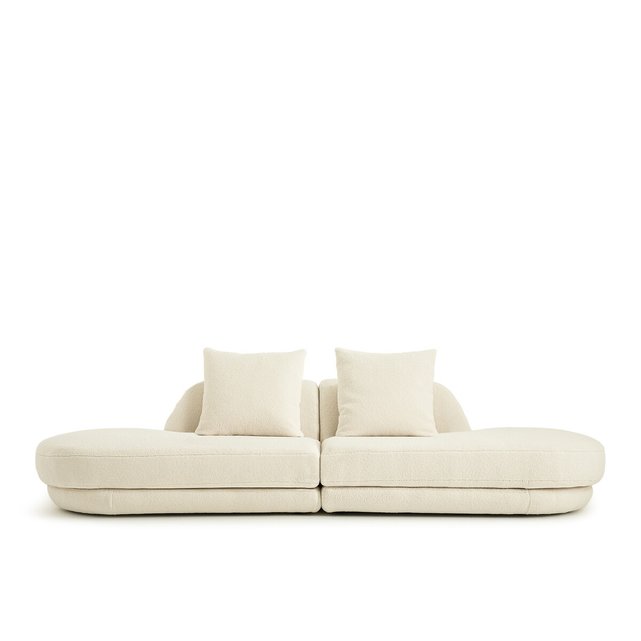 Τετραθέσιος καναπές με μπουκλέ ταπετσαρία από πολυέστερ, Alessio