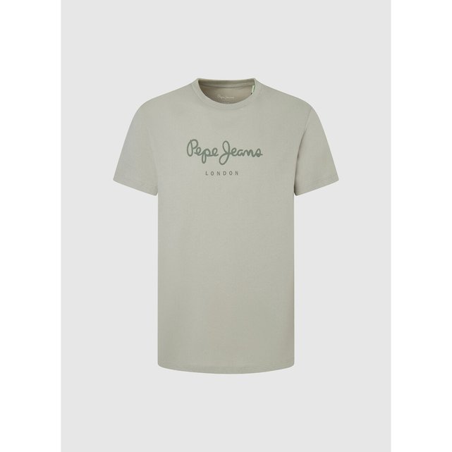 Κοντομάνικο ίσιο T-shirt με τυπωμένεο λογότυπο