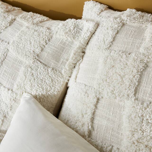 Βαμβακερό κάλυμμα κρεβατιού με tufted μοτίβο σκακιέρας, Renzo
