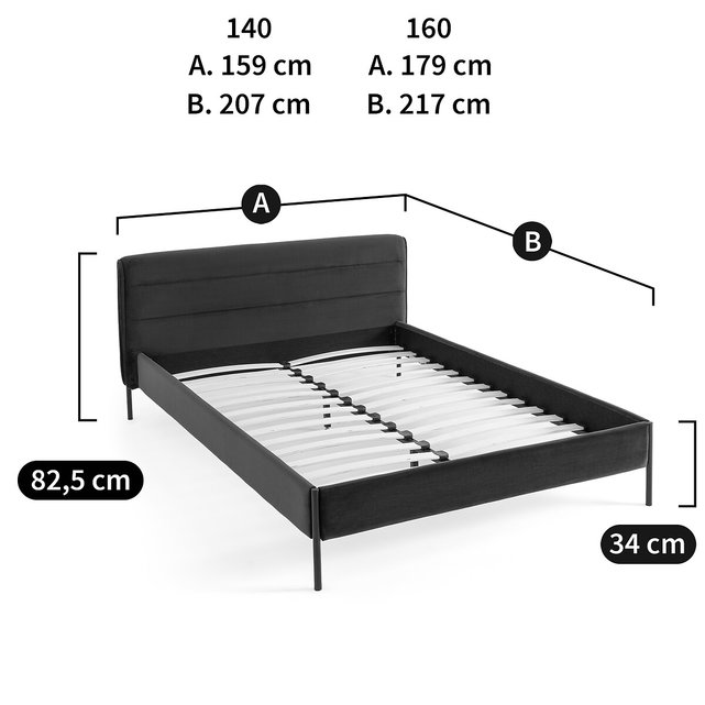 Καπιτοναρισμένο κρεβάτι από βελούδο με τάβλες, Obias