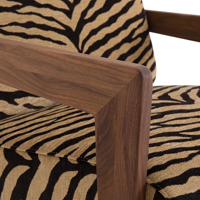 Πολυθρόνα από μασίφ ξύλο καρυδιάς με animal print, Izag
