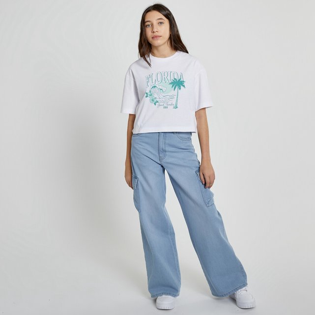 Σετ 2 cropped T-shirt με στάμπα σε κολεγιακό στυλ