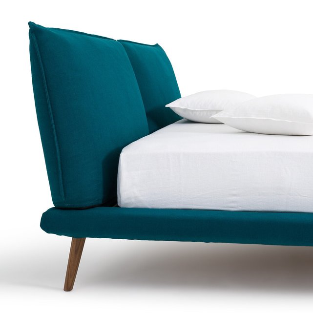 Κρεβάτι με λινή ταπετσαρία χωρίς τάβλες, Aurore, σχεδίασης E. Gallina