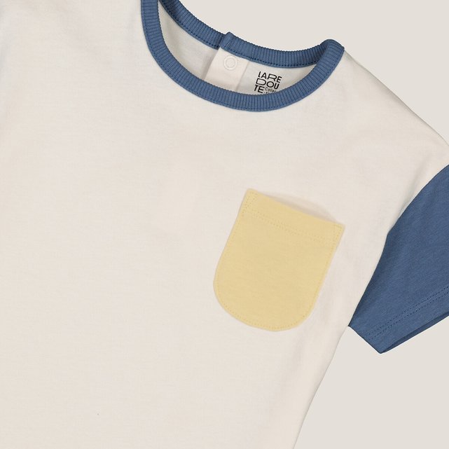Κοντομάνικο T-shirt color block με στρογγυλή λαιμόκοψη