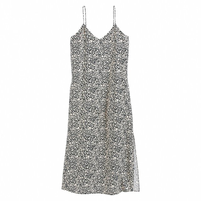 Μακρύ φόρεμα με λεπτές τιράντες και μοτίβο animal print