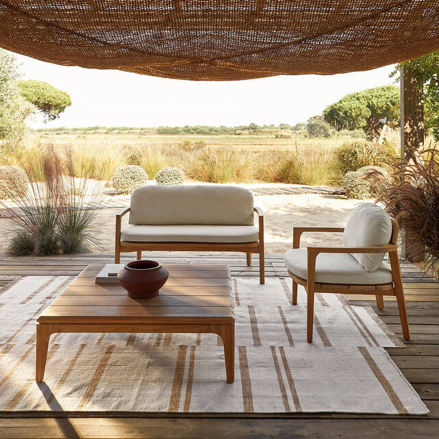 Διθέσιος καναπές κήπου από μασίφ ξύλο teak, Cordano