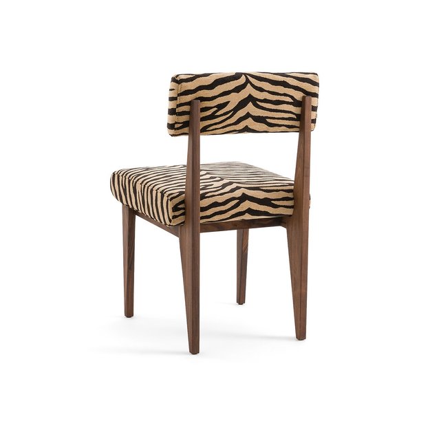 Καρέκλα από ξύλο καρυδιάς με animal print ταπετσαρία, Izag