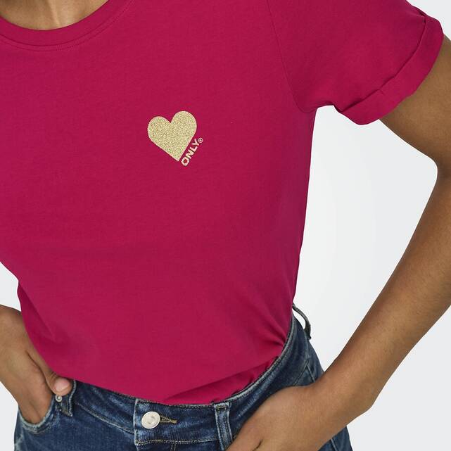 Κοντομάνικο T-shirt με στάμπα μικρή καρδιά