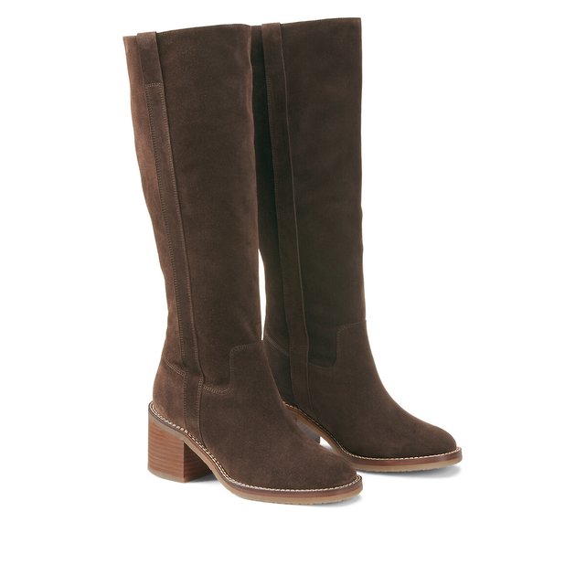 Μπότες από nubuck με φαρδύ τακούνι