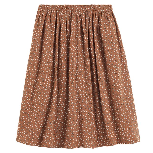 Χυτή φούστα με μοτίβο animal print από βαμβακερή γάζα