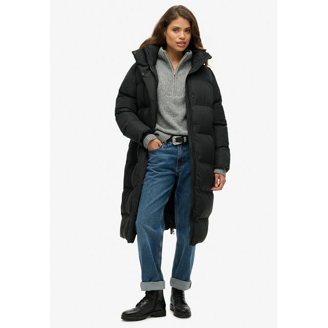 Μακρύ καπιτονέ μπουφάν με κουκούλα, Longline Puffer