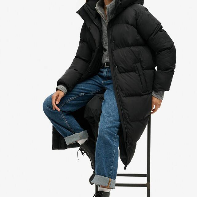 Μακρύ καπιτονέ μπουφάν με κουκούλα, Longline Puffer