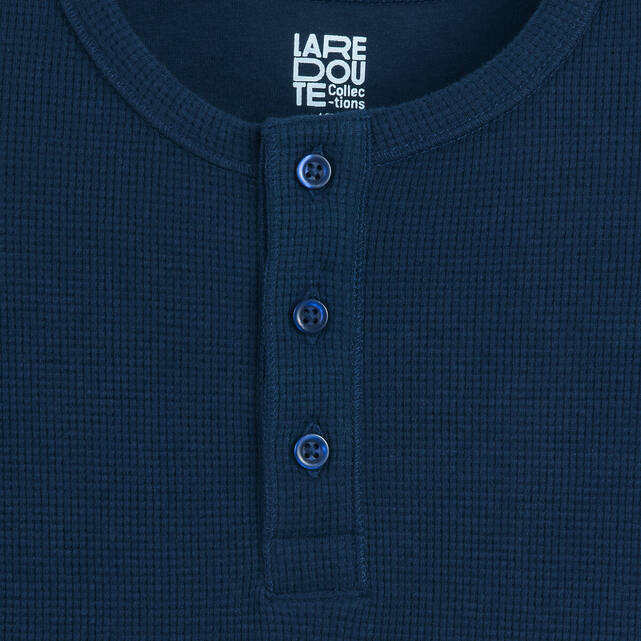 Σετ 2 T-shirt με λαιμόκοψη Henley από κυψελωτή πλέξη