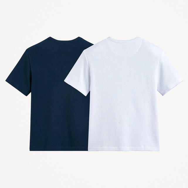 Σετ 2 T-shirt με λαιμόκοψη Henley από κυψελωτή πλέξη