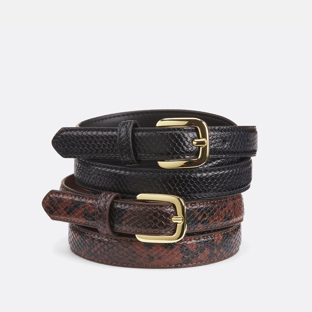 Σετ 2 ζώνες με snake print και μεταλλική αγκράφα