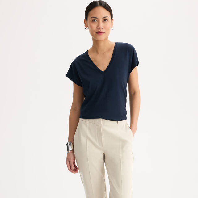 Κοντομάνικη μπλούζα με V
