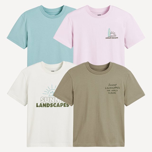 Σετ 4 T-shirt με στρογγυλή λαιμόκοψη