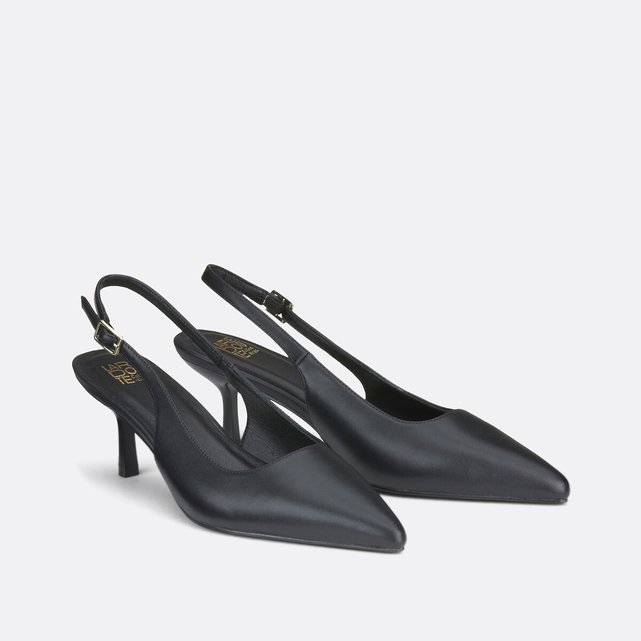 Δερμάτινες μυτερές γόβες slingback