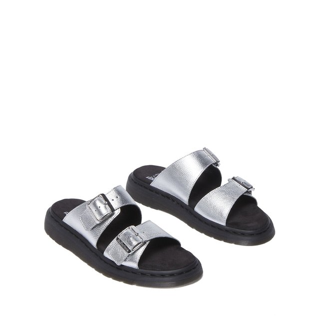Δερμάτινα σαμπό Josef Slide Silver Metallic Tumble