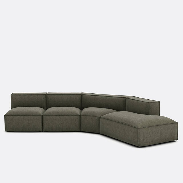 Τετραθέσιος καναπές δεξιάς γωνίας με ταπετσαρία ανάγλυφης ύφανσης Seven